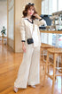 Casual Color Contrast Sweater V-neck Loose Top With Pants